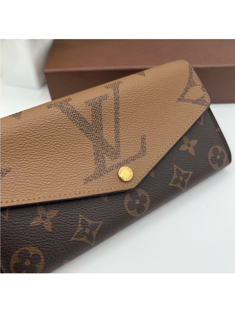 Louis Vuitton Monogram Reverse Long Portefuille Sarah Wallet in Box 💯Authentic - Picture 2 of 11